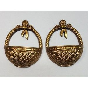 Vintage MCM Gold Baskets Round Wall Art Burwood #2818